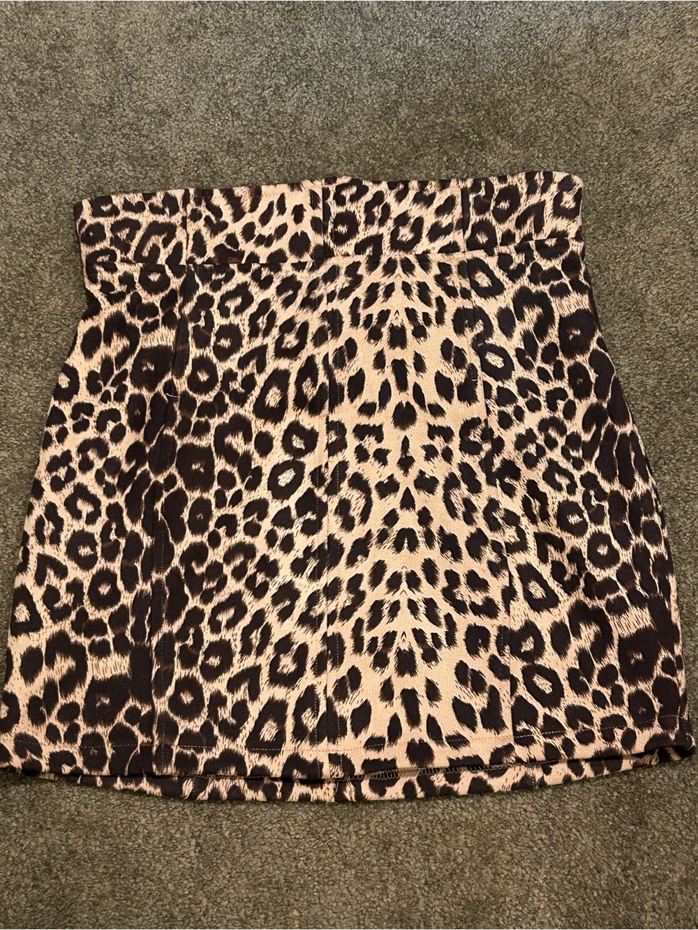 Leopard Print Mini Skirt in Beige and Black